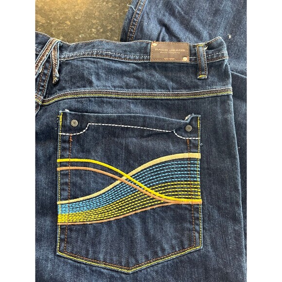 Paco Jeans Denim Co.  Y2K Size 40x33 Embroidered Pocket Streetwear vintage Y2K - Picture 2 of 5